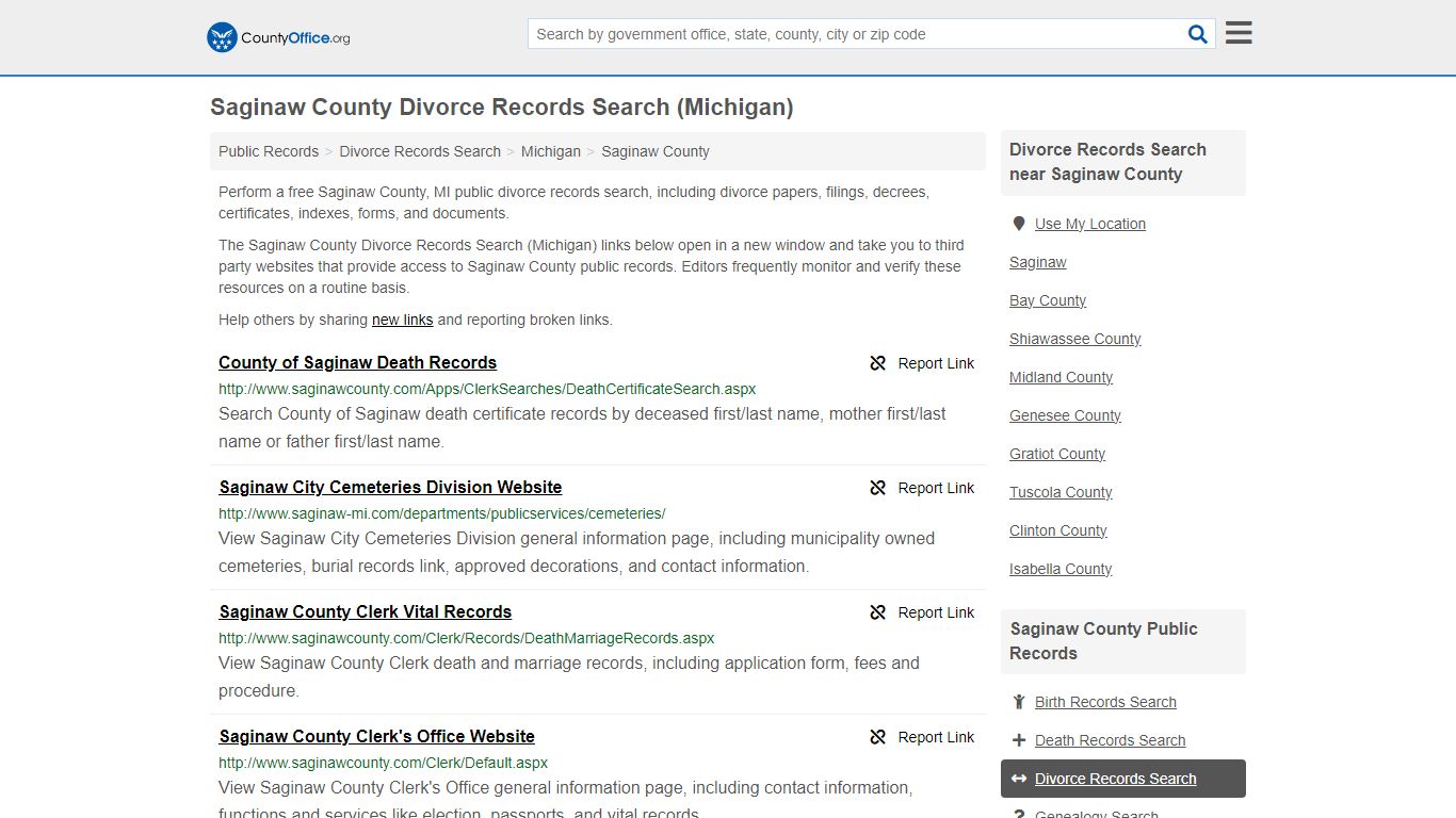 Saginaw County Divorce Records Search (Michigan) - County Office